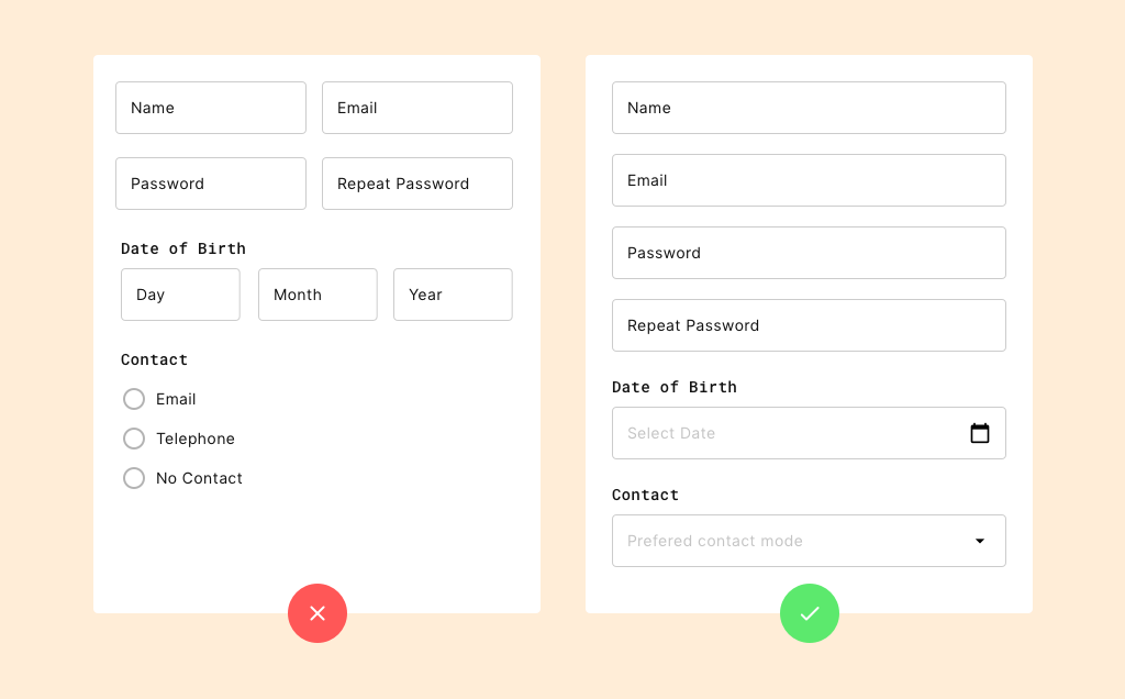 Forms with one or more columns.